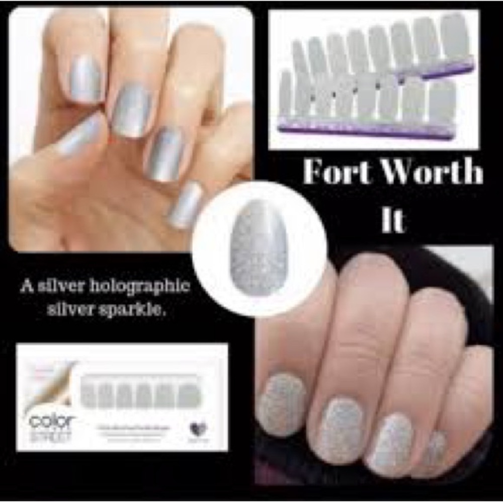 FORT WORTH IT (RETIRED) Silver Sparkle Nail Strips Silver Glitter - Picture 2 of 7